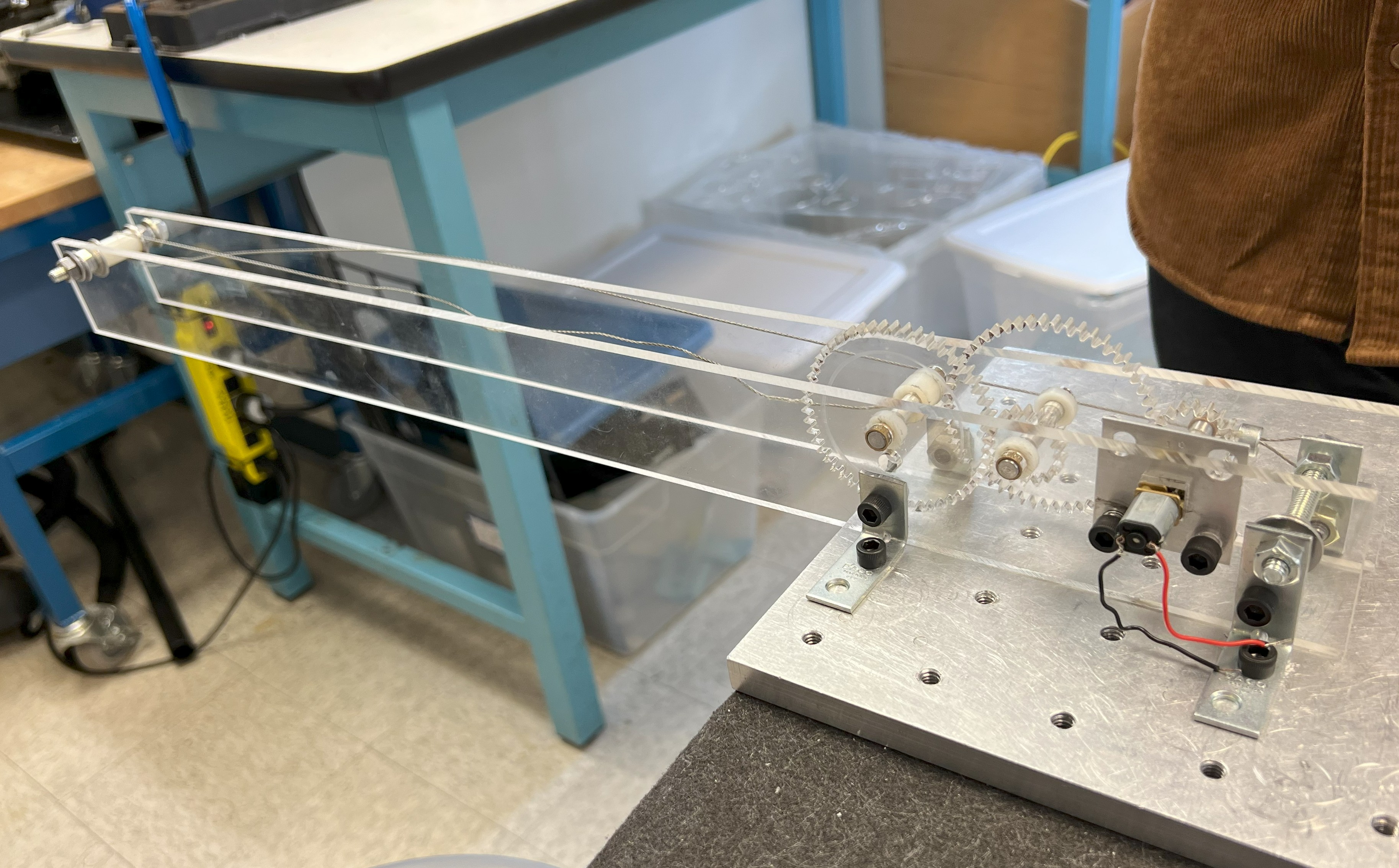 Acrylic crane on mounting plate